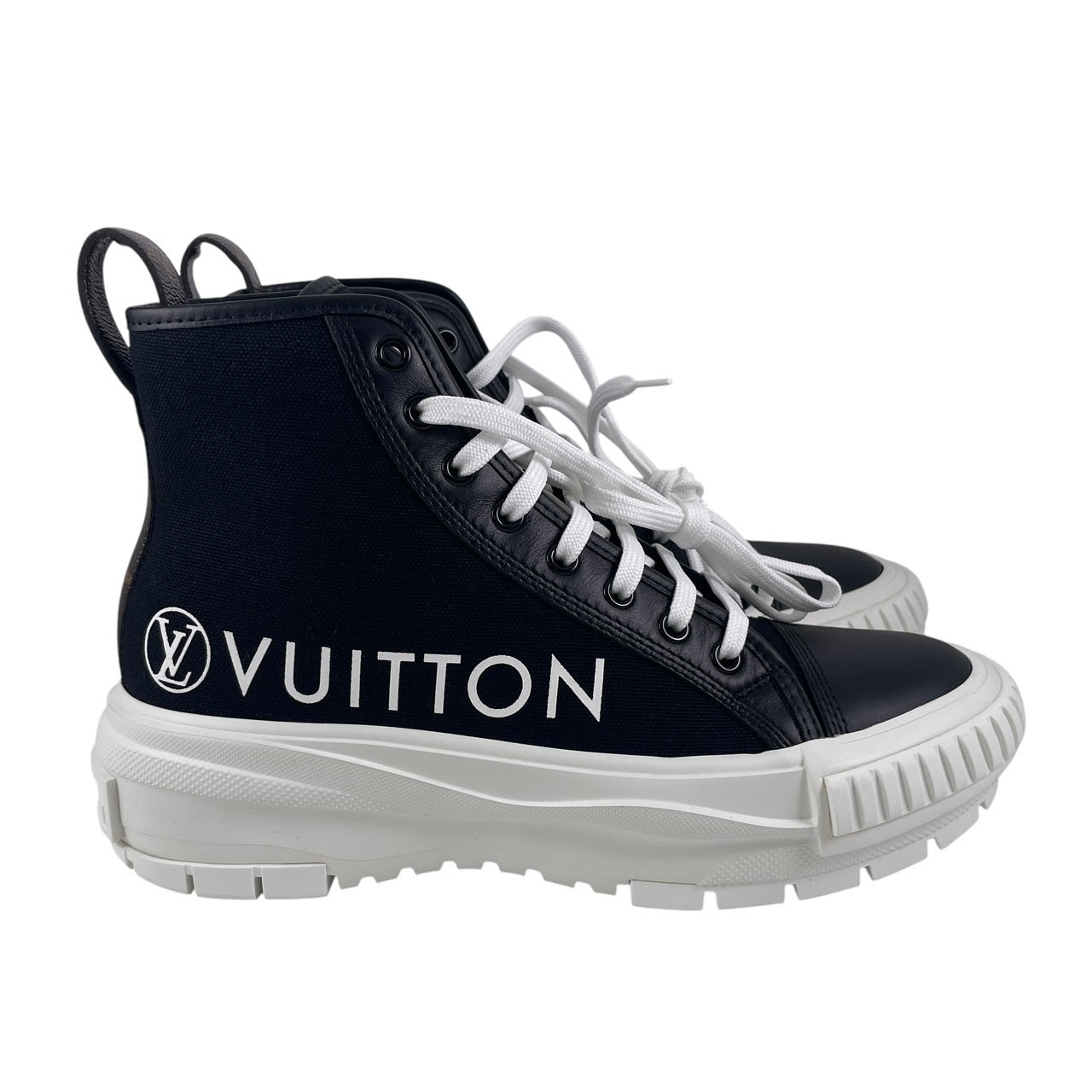 【LOUIS VUITTON】ルイ・ヴィトン SQUAD 1A96ER スニーカー キャンバス レディース LVスクァッドライン ハイカット モノグラム ブラック ホワイト