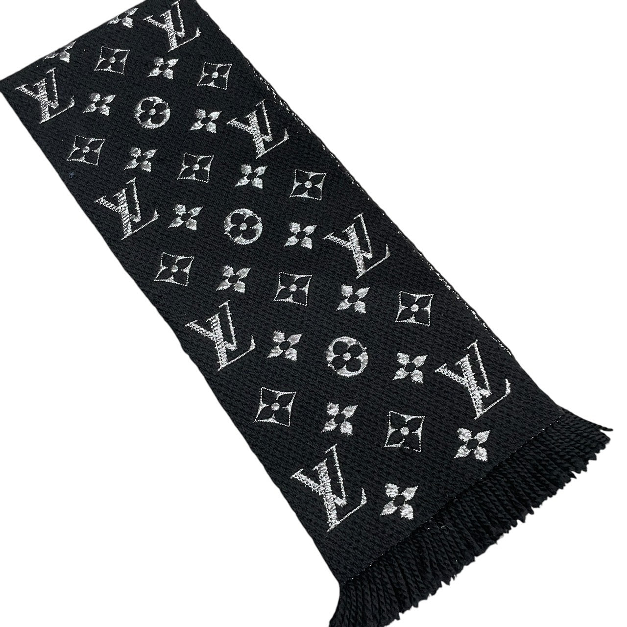 【LOUIS VUITTON】ルイ・ヴィトン エシャルプ ロゴマニア シャイン M75833 マフラー シルク レディース モノグラム ブラック ノワール 黒