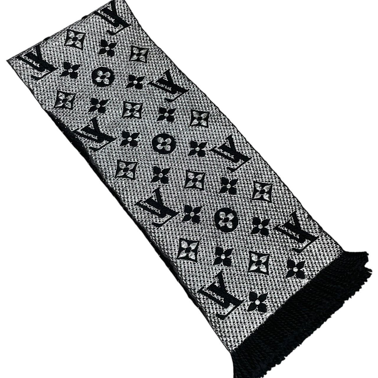 【LOUIS VUITTON】ルイ・ヴィトン エシャルプ ロゴマニア シャイン M75833 マフラー シルク レディース モノグラム ブラック ノワール 黒