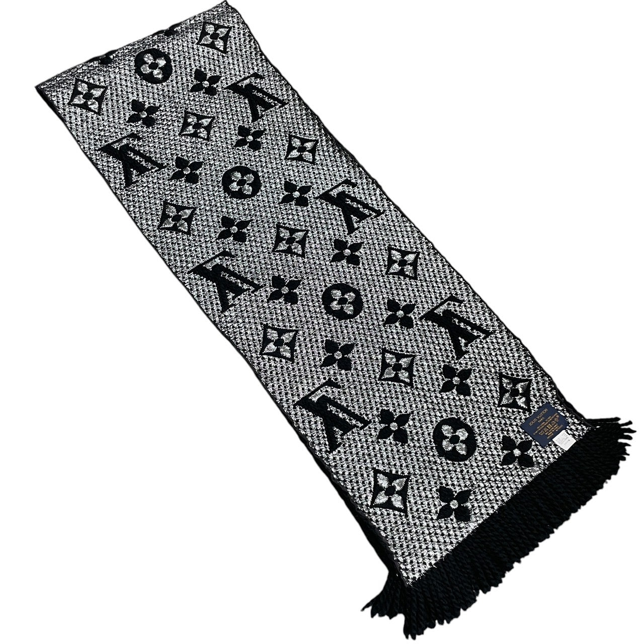 【LOUIS VUITTON】ルイ・ヴィトン エシャルプ ロゴマニア シャイン M75833 マフラー シルク レディース モノグラム ブラック ノワール 黒