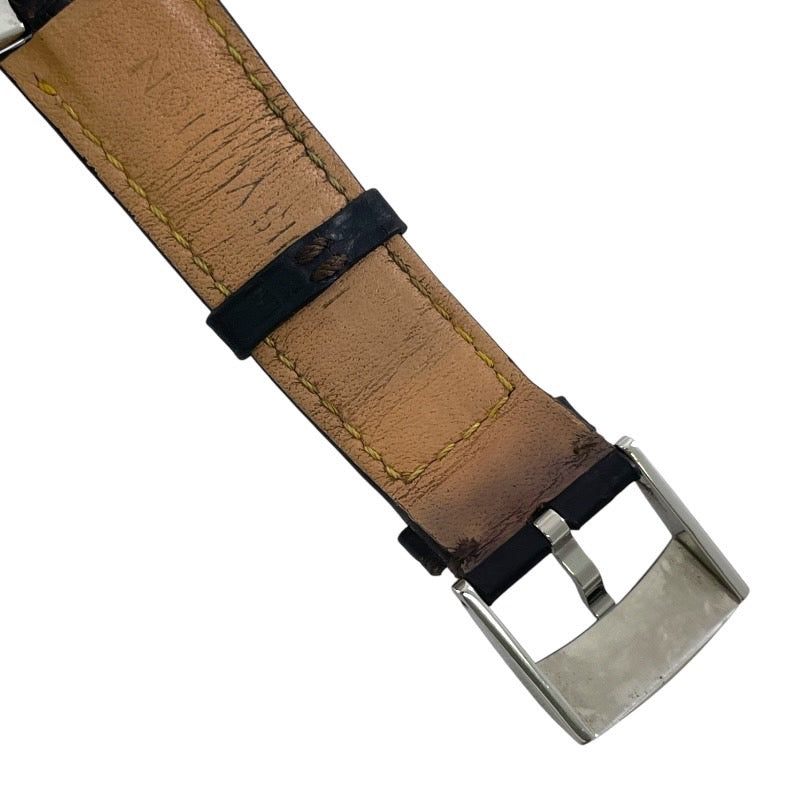 【LOUIS VUITTON】ルイ・ヴィトン タンブール GMT Q1131 腕時計 SS/レザーメンズ ブラウン文字盤 デイト