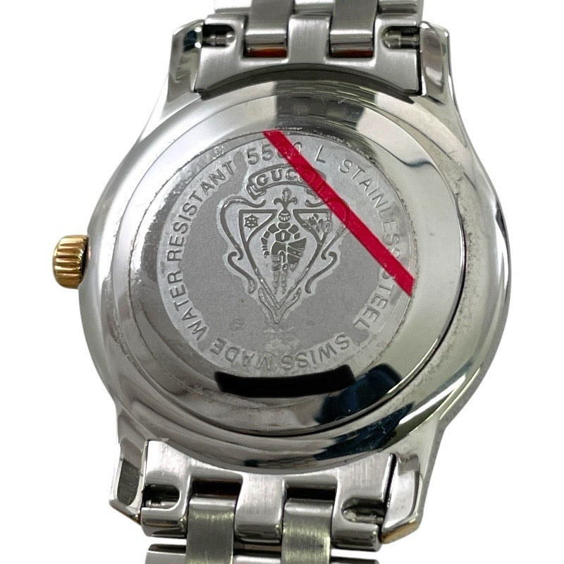 【GUCCI】グッチ Gクラス YA055535 5500L 腕時計 ステンレススチール レディース シェル文字盤 11Pダイヤ コンビ