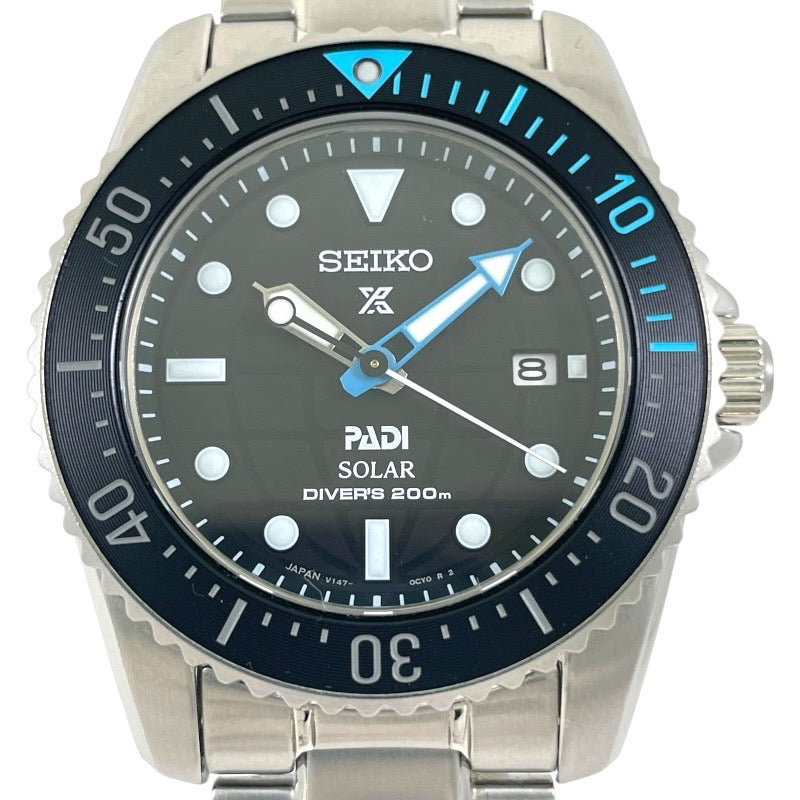 【SEIKO】セイコー プロスペックス SBDN073 腕時計 ステンレススチールメンズ V147-0CS0 ダイバースキューバ PADI ソーラー