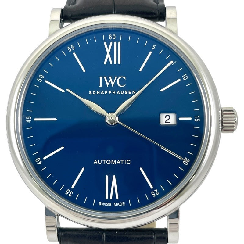 【IWC】インターナショナルウォッチカンパニー ポートフィノ IW356518 腕時計 SS/レザー メンズ 150イヤーズ 2000本限定 青文字盤 ブルー