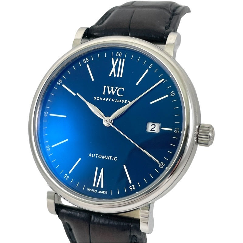 【IWC】インターナショナルウォッチカンパニー ポートフィノ IW356518 腕時計 SS/レザー メンズ 150イヤーズ 2000本限定 青文字盤 ブルー