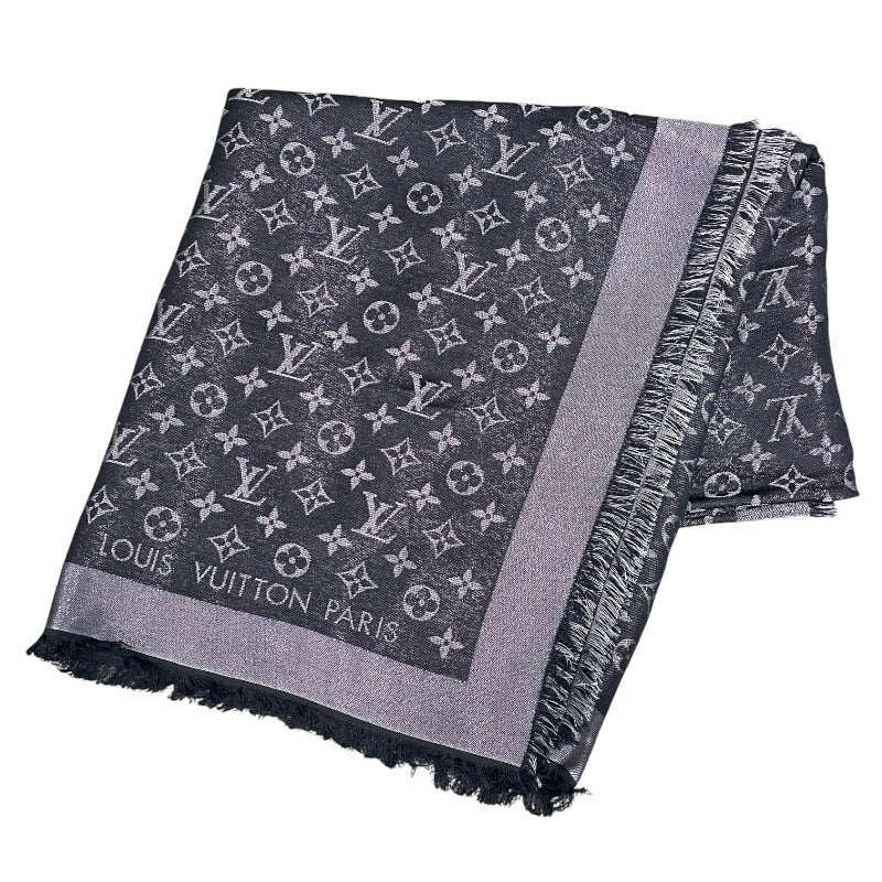 【LOUIS VUITTON】ルイ・ヴィトン ショール モノグラム シャイン M75123 ショールレディース マフラー 大判ショール 黒 ブラック