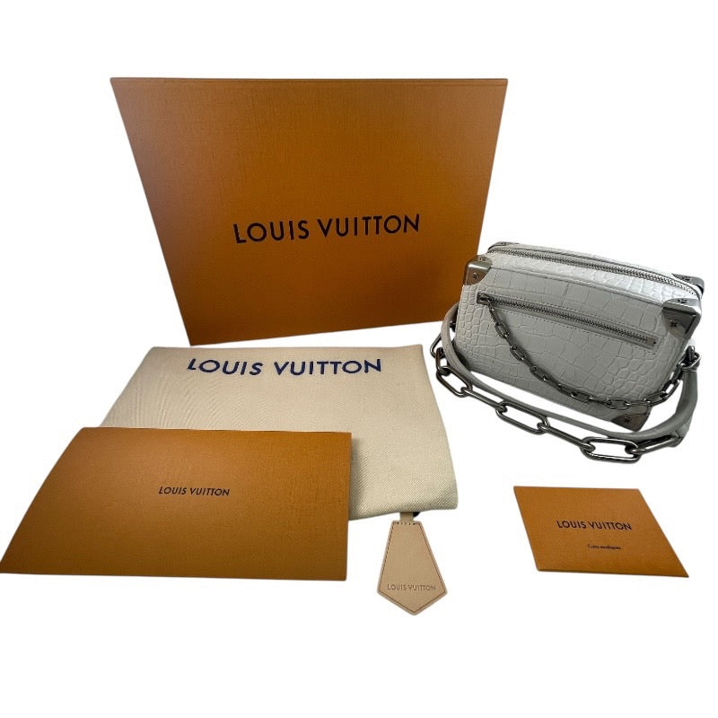 【LOUIS VUITTON】ルイ・ヴィトン ソフトトランク ミニ N98495 ショルダーバッグ メンズ クロコ MINI エキゾチック 白 ホワイト レディース