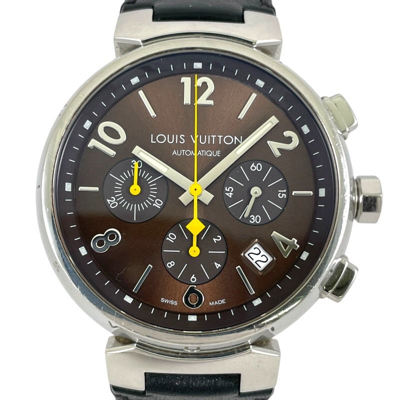 【LOUIS VUITTON】ルイ・ヴィトン タンブール クロノグラフ Q1121 腕時計 メンズ 自動巻き モノグラムベルト