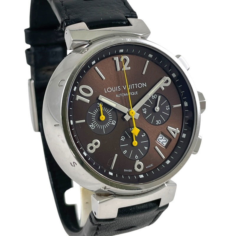 【LOUIS VUITTON】ルイ・ヴィトン タンブール クロノグラフ Q1121 腕時計 メンズ 自動巻き モノグラムベルト