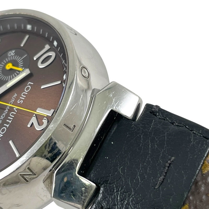 【LOUIS VUITTON】ルイ・ヴィトン タンブール クロノグラフ Q1121 腕時計 メンズ 自動巻き モノグラムベルト
