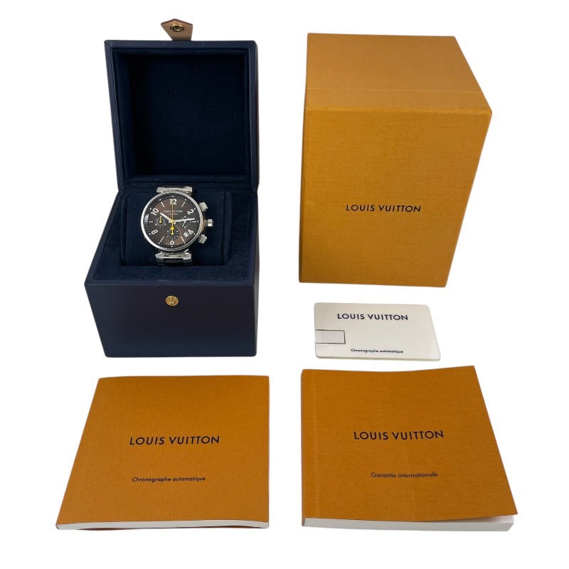 【LOUIS VUITTON】ルイ・ヴィトン タンブール クロノグラフ Q1121 腕時計 メンズ 自動巻き モノグラムベルト