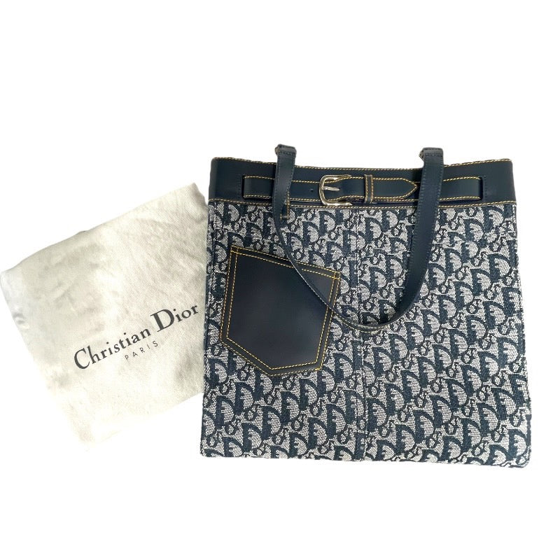 【Christian Dior】クリスチャンディオール トロッター トートバッグ レディース ハンドバッグ ヴィンテージ オールド 極美品 ベルト ポケット