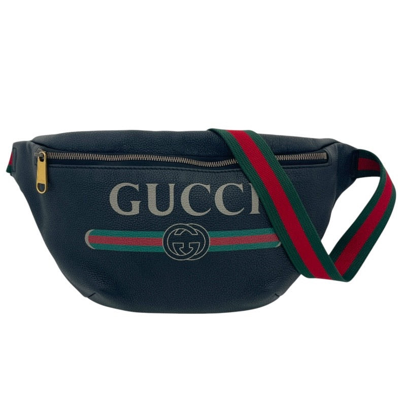 【GUCCI】グッチ ヴィンテージロゴ ウエストポーチ 530412 ウエストバッグ レザーメンズ レザー 本革 ボディバッグ 黒 ブラック