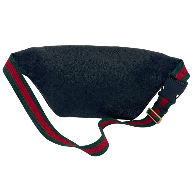 【GUCCI】グッチ ヴィンテージロゴ ウエストポーチ 530412 ウエストバッグ レザーメンズ レザー 本革 ボディバッグ 黒 ブラック