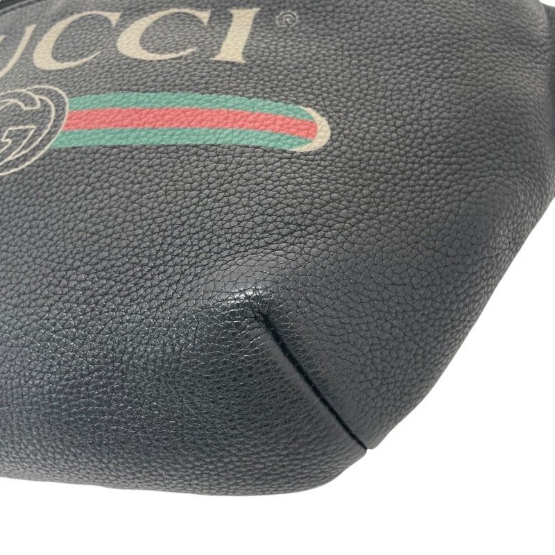 【GUCCI】グッチ ヴィンテージロゴ ウエストポーチ 530412 ウエストバッグ レザーメンズ レザー 本革 ボディバッグ 黒 ブラック