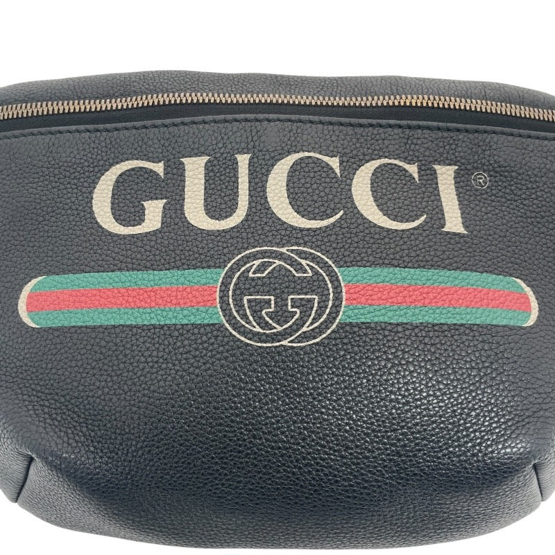 【GUCCI】グッチ ヴィンテージロゴ ウエストポーチ 530412 ウエストバッグ レザーメンズ レザー 本革 ボディバッグ 黒 ブラック
