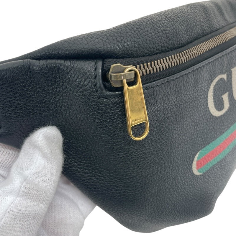 【GUCCI】グッチ ヴィンテージロゴ ウエストポーチ 530412 ウエストバッグ レザーメンズ レザー 本革 ボディバッグ 黒 ブラック
