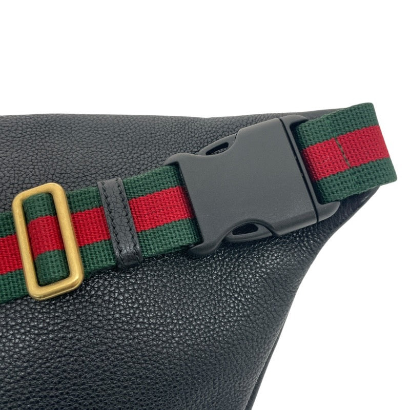 【GUCCI】グッチ ヴィンテージロゴ ウエストポーチ 530412 ウエストバッグ レザーメンズ レザー 本革 ボディバッグ 黒 ブラック