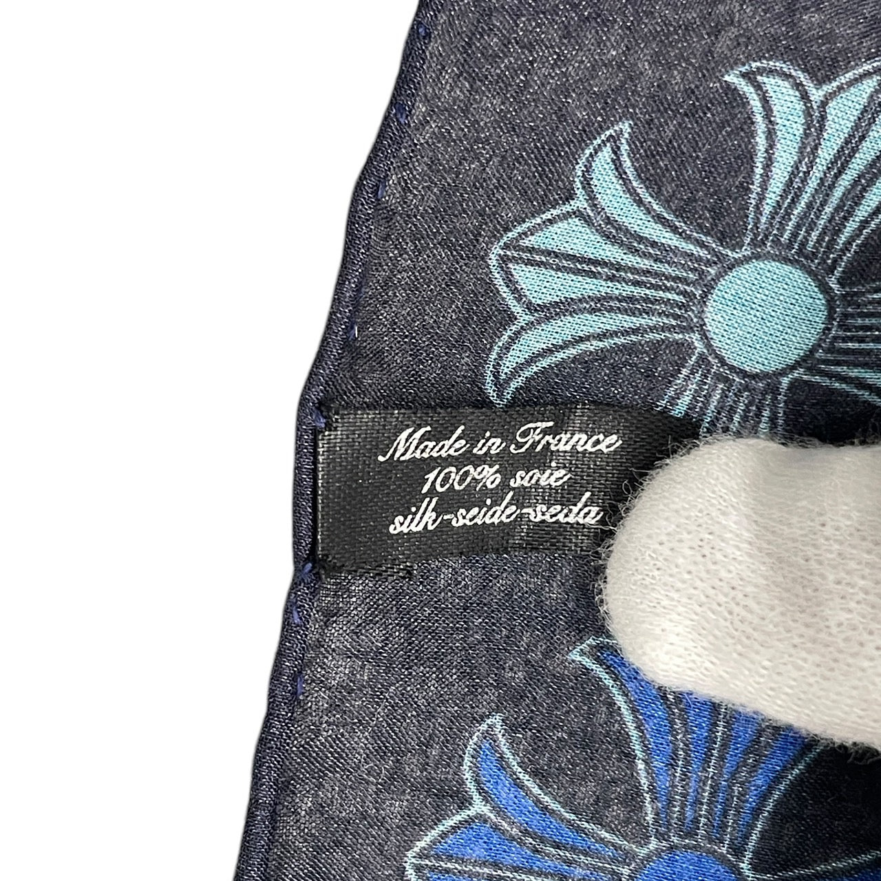 【CHROME HEARTS】クロムハーツ MAPPLETHORPE スカーフ シルクユニセックス メイプルソープ SILK ブルー クロス