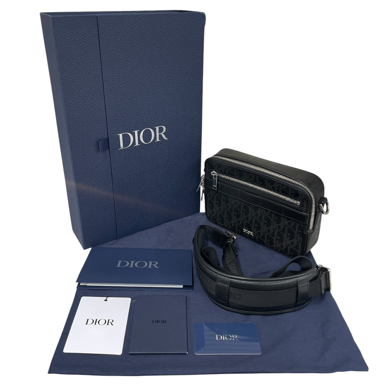 【Christian Dior】クリスチャンディオール サファリ 1ESPO206VPI ショルダーバッグ レザー メンズ オブリーク ギャラクシー ポシェット ブラック