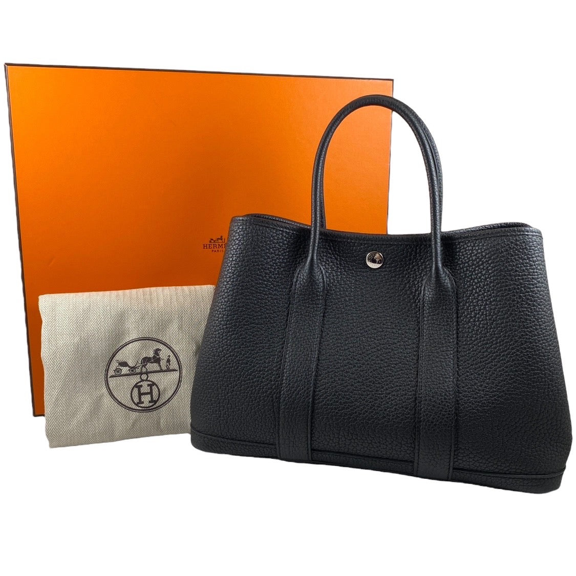 【HERMES】エルメス ガーデンパーティTPM ハンドバッグ ネゴンダ レディース U刻印(2022年) 黒 ブラック トート
