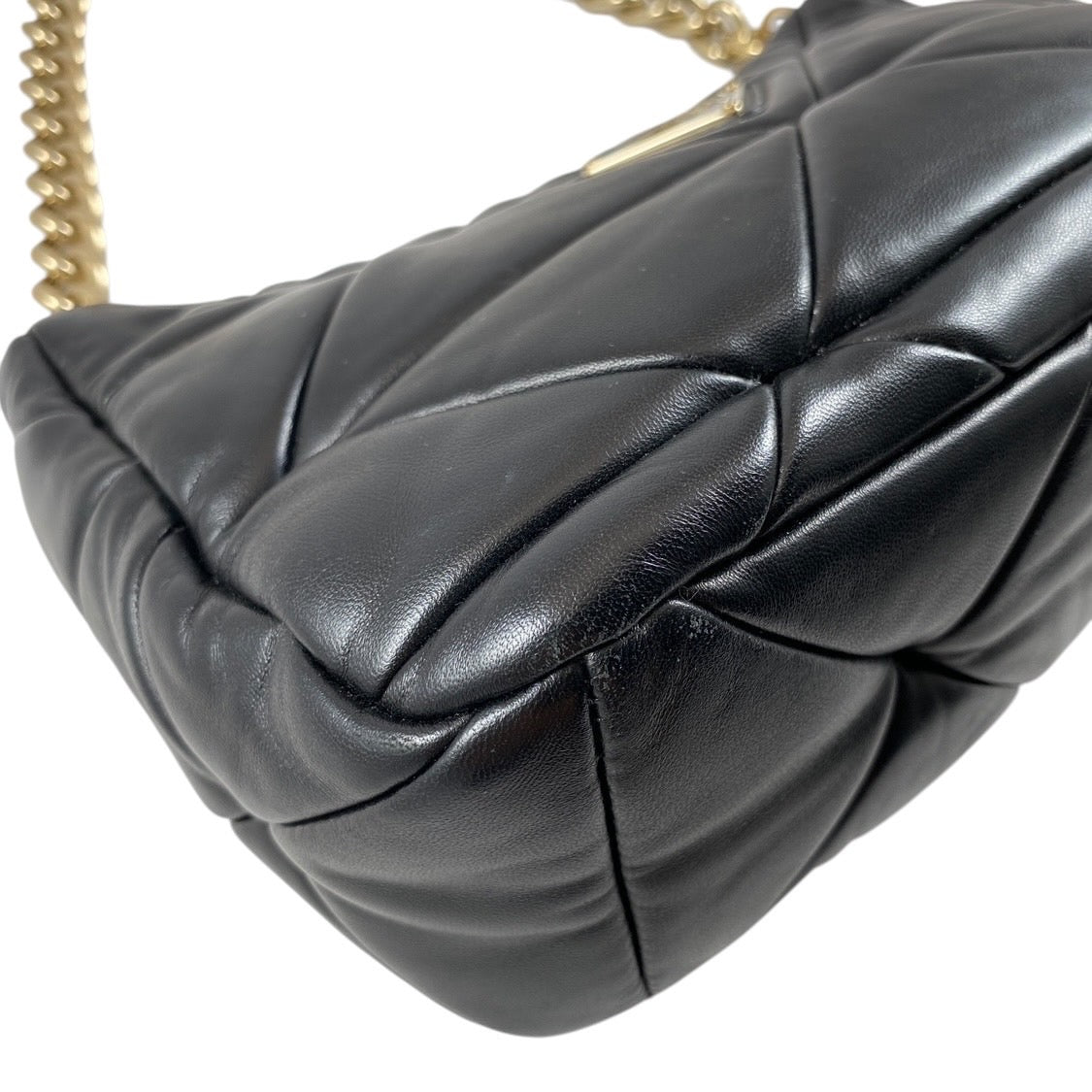 【PRADA】プラダ パデッド 1BC157 ショルダーバッグ レザー レディース 2WAY 本革 チェーン ポーチ付 黒