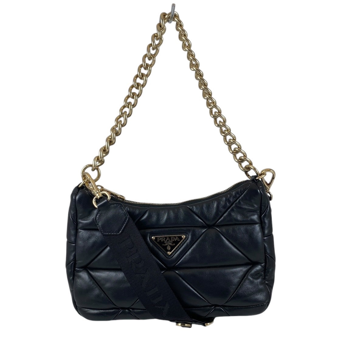 【PRADA】プラダ パデッド 1BC157 ショルダーバッグ レザー レディース 2WAY 本革 チェーン ポーチ付 黒