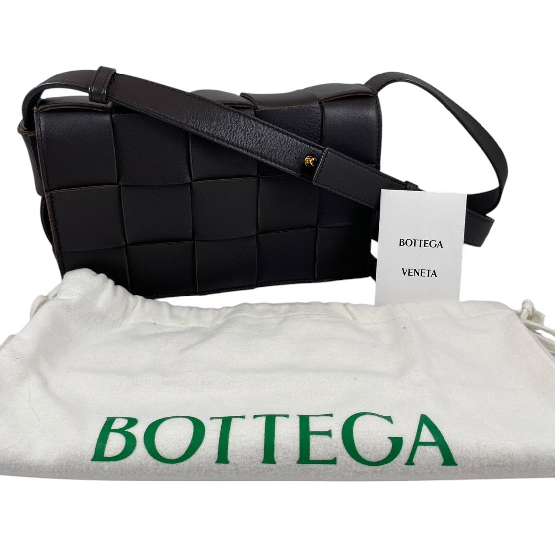 【BOTTEGAVENETA】ボッテガヴェネタ カセット 578004 ショルダーバッグ レディース クロスボディ 茶 マキシ イントレチャート