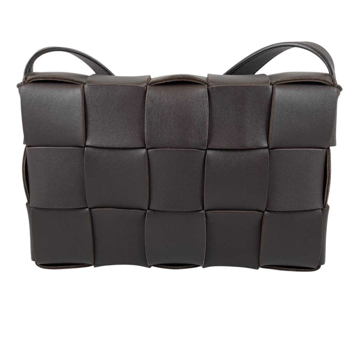【BOTTEGAVENETA】ボッテガヴェネタ カセット 578004 ショルダーバッグ レディース クロスボディ 茶 マキシ イントレチャート