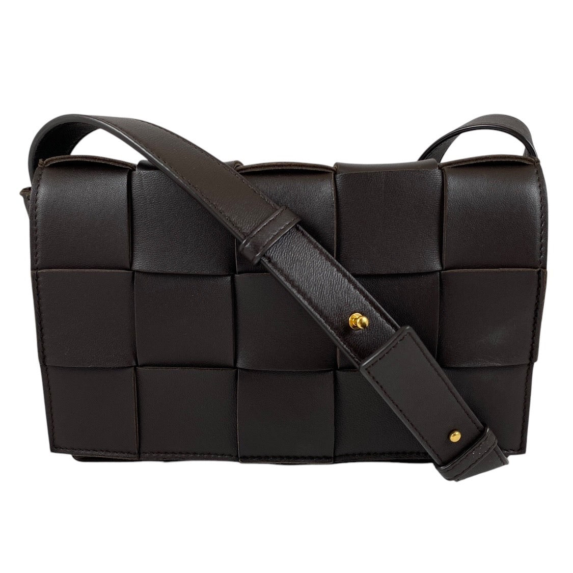 【BOTTEGAVENETA】ボッテガヴェネタ カセット 578004 ショルダーバッグ レディース クロスボディ 茶 マキシ イントレチャート