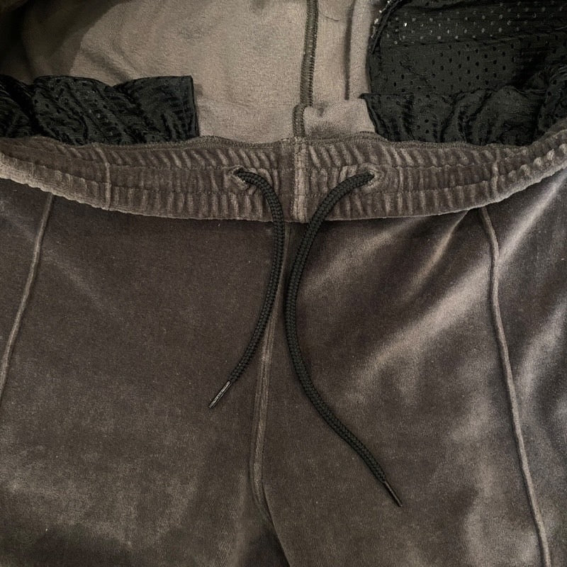 【NEEDLES】ニードルズ パンツ コットンメンズ ベロア トラックパンツ グレー ジャージ