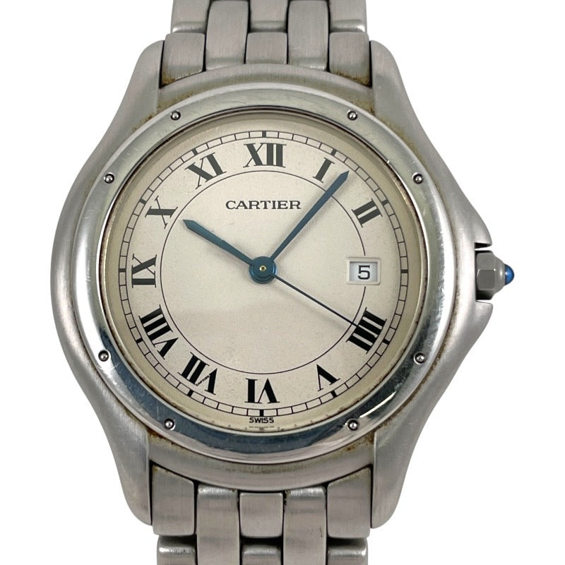 【CARTIER】カルティエ パンテールクーガーLM W35002F5 腕時計 ステンレススチール ユニセックス デイト クォーツ ボーイズ