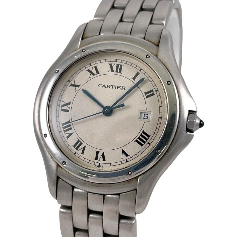 【CARTIER】カルティエ パンテールクーガーLM W35002F5 腕時計 ステンレススチール ユニセックス デイト クォーツ ボーイズ