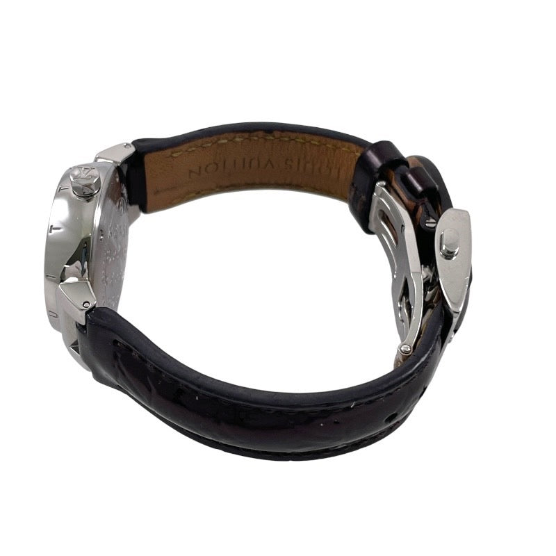 【LOUIS VUITTON】ルイ・ヴィトン タンブール Q1211 腕時計 SS/レザー レディース ヴェルニ クォーツ