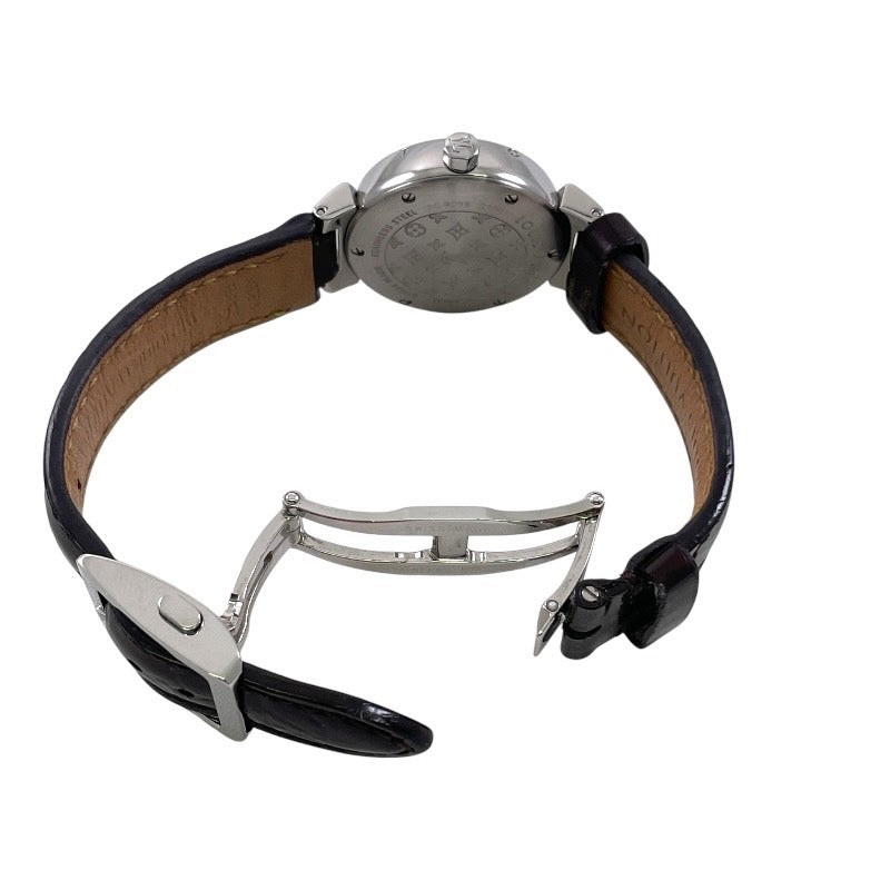 【LOUIS VUITTON】ルイ・ヴィトン タンブール Q1211 腕時計 SS/レザー レディース ヴェルニ クォーツ
