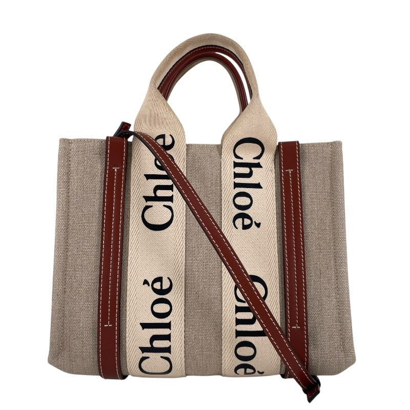 【Chloe】クロエ ウッディ CHC22AS397I26 トートバッグ キャンバスレディース WOODY スモール ショルダーバッグ 2way  ベージュ ブラウン