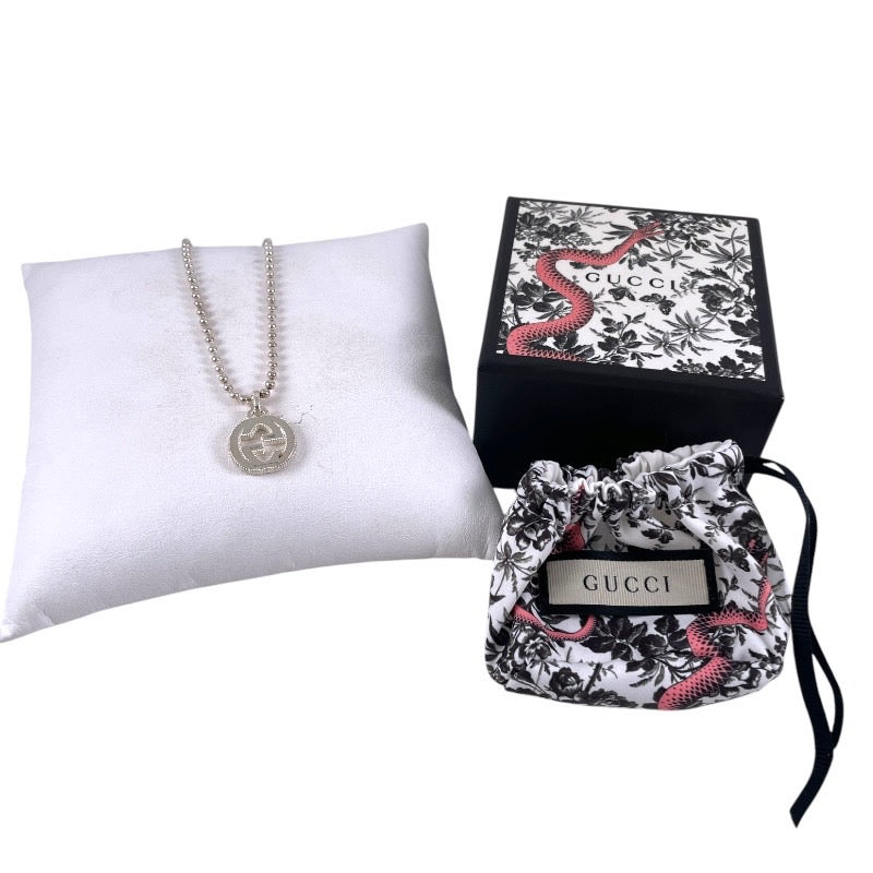 【GUCCI】グッチ インターロッキングG 479219 ネックレス シルバー925 メンズ ボールチェーン