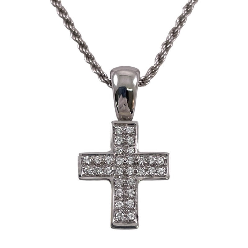 【Damiani】ダミアーニ クロス 十字架 ネックレス K18ホワイトゴールド レディース ダイヤモンド 750 ベルエポック メンズ