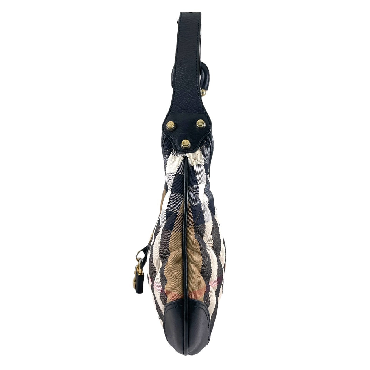 【BURBERRY】バーバリー ワンショルダー ショルダーバッグ レディース ノバチェック ロックチャーム キルティング ベージュ