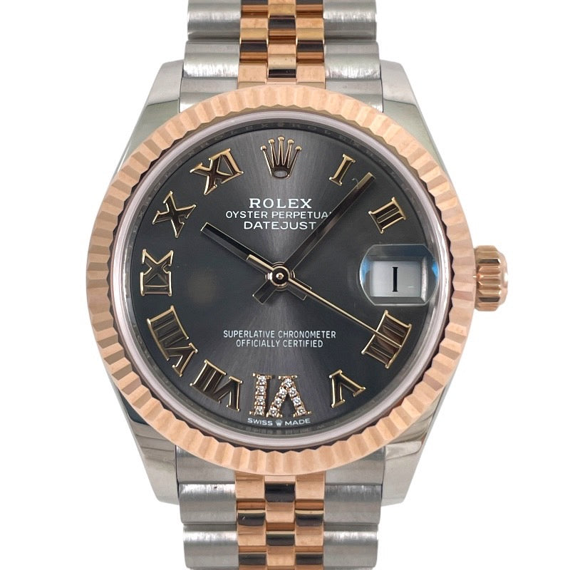 【ROLEX】ロレックス デイトジャスト31 278271 腕時計 SS/PG レディース スレート文字盤 ダイヤモンド 2023年ギャラ