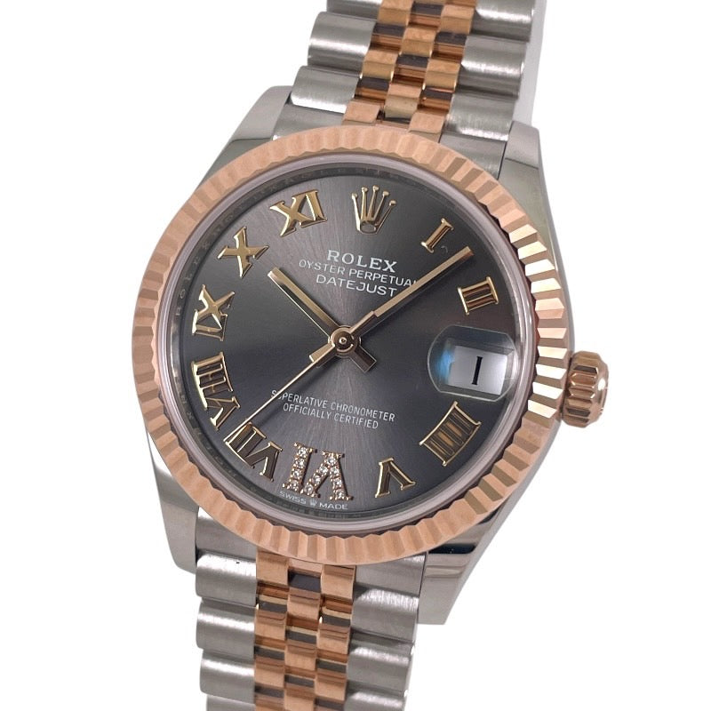 【ROLEX】ロレックス デイトジャスト31 278271 腕時計 SS/PG レディース スレート文字盤 ダイヤモンド 2023年ギャラ