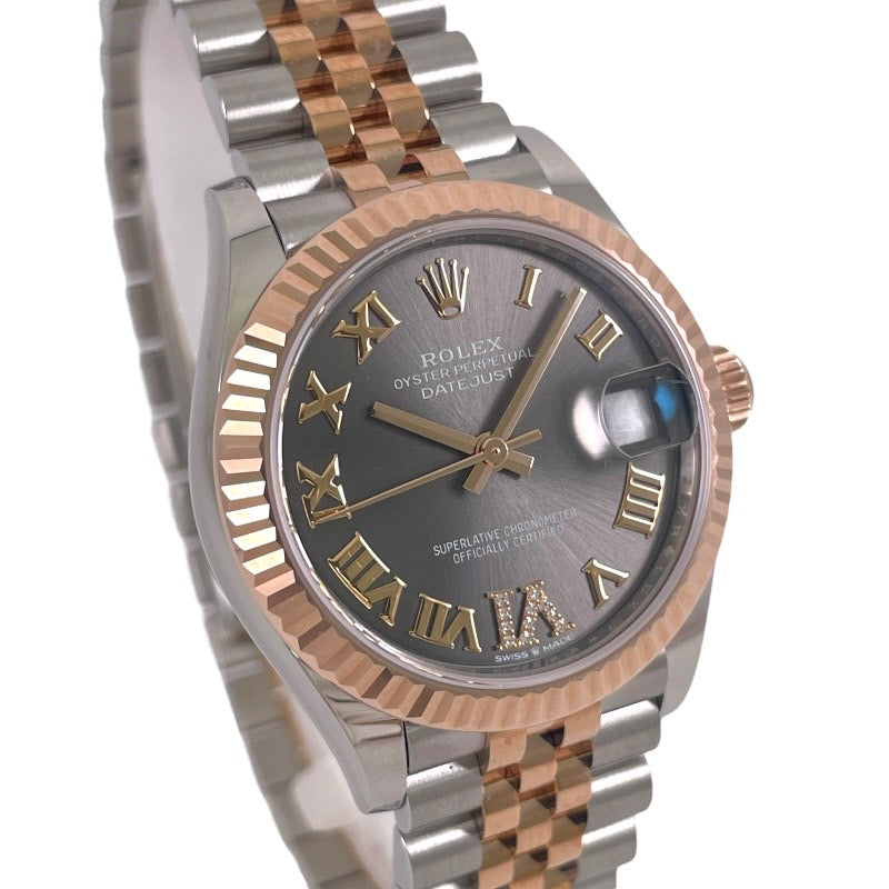 【ROLEX】ロレックス デイトジャスト31 278271 腕時計 SS/PG レディース スレート文字盤 ダイヤモンド 2023年ギャラ