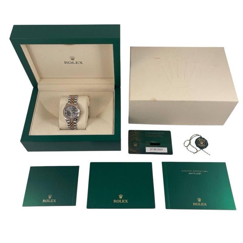 【ROLEX】ロレックス デイトジャスト31 278271 腕時計 SS/PG レディース スレート文字盤 ダイヤモンド 2023年ギャラ