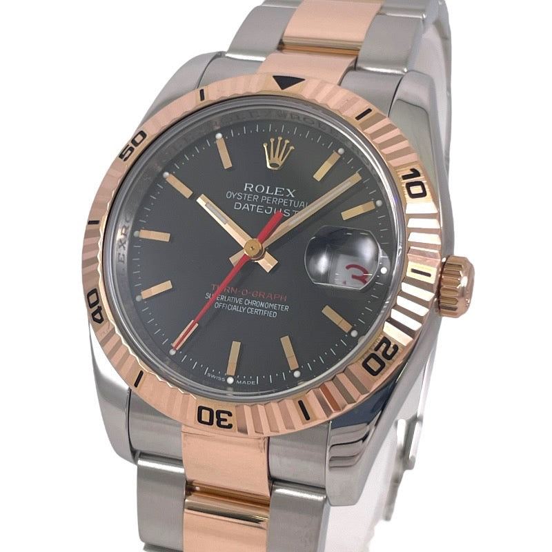 【ROLEX】ロレックス デイトジャスト ターノグラフ 116261 腕時計 SS/PG メンズ オイスターブレス ピンクゴールド 黒文字盤