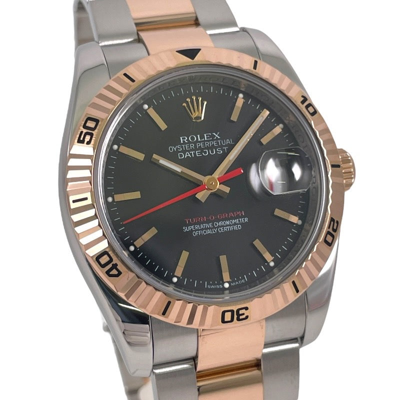 【ROLEX】ロレックス デイトジャスト ターノグラフ 116261 腕時計 SS/PG メンズ オイスターブレス ピンクゴールド 黒文字盤