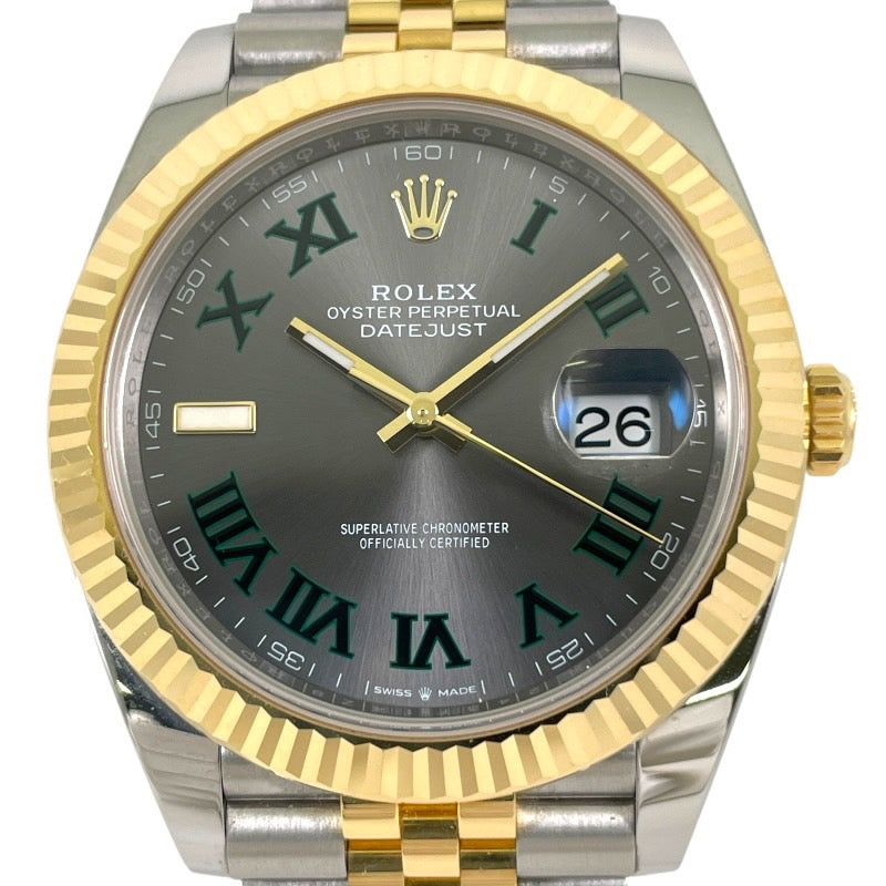 【ROLEX】ロレックス デイトジャスト41 126333 腕時計 SS/YGメンズ スレート ローマン イエローゴールド ジュビリーブレス