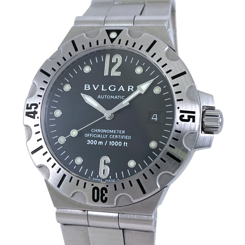 【BVLGARI】ブルガリ ディアゴノ スクーバ SD40S 腕時計 ステンレススチール メンズ デイト SS/SS 自動巻き クロノメーター