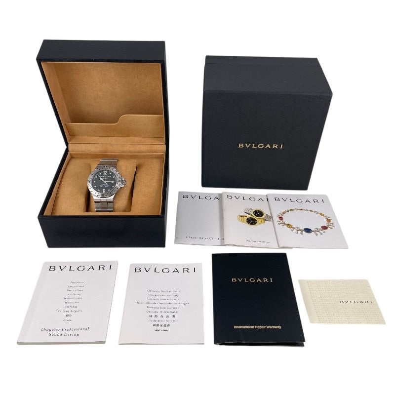 【BVLGARI】ブルガリ ディアゴノ スクーバ SD40S 腕時計 ステンレススチール メンズ デイト SS/SS 自動巻き クロノメーター