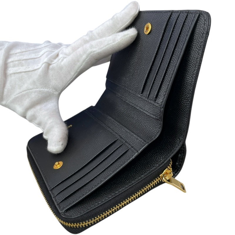 【SAINT LAURENT PARIS】サンローランパリ モノグラム 668288 二つ折り財布 レザーレディース ラウンドファスナー 2つ折り 黒 ブラック コンパクト ジップアラウンド