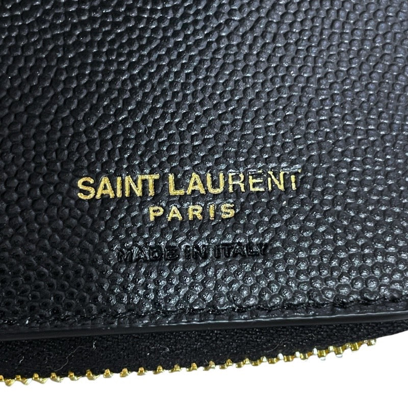 【SAINT LAURENT PARIS】サンローランパリ モノグラム 668288 二つ折り財布 レザーレディース ラウンドファスナー 2つ折り 黒 ブラック コンパクト ジップアラウンド